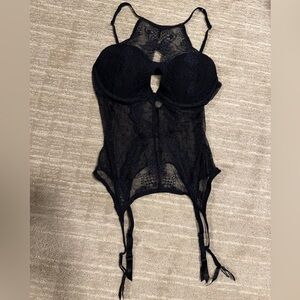 Adore Me Black Lace Bodysuit with push up bra
